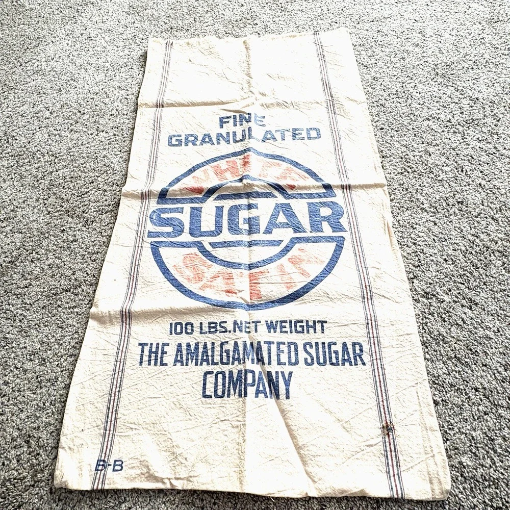 Sugar Sack cream colored bag 100 lbs Ogden, Utah Amalgamated Sugar Co.